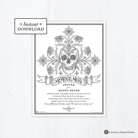 Memento mori catholic coloring page november month of the holy souls printable coloring page digital pdf remember your death