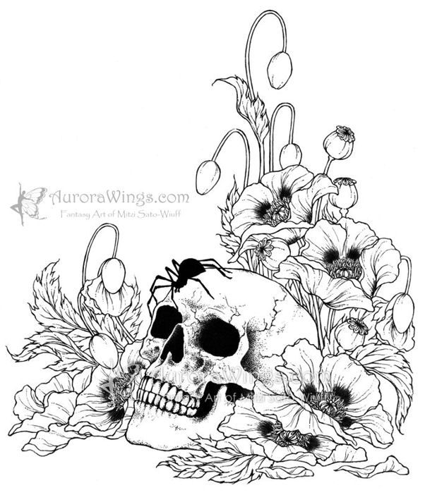 Memento mori memento mori digital stamps spider coloring page