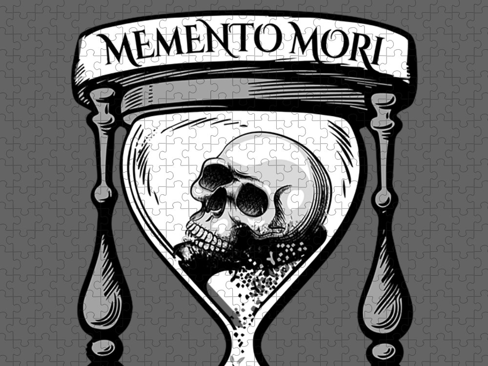 Memento mori memento vivere skull design stoic memento mori jigsaw puzzle by parla firoza
