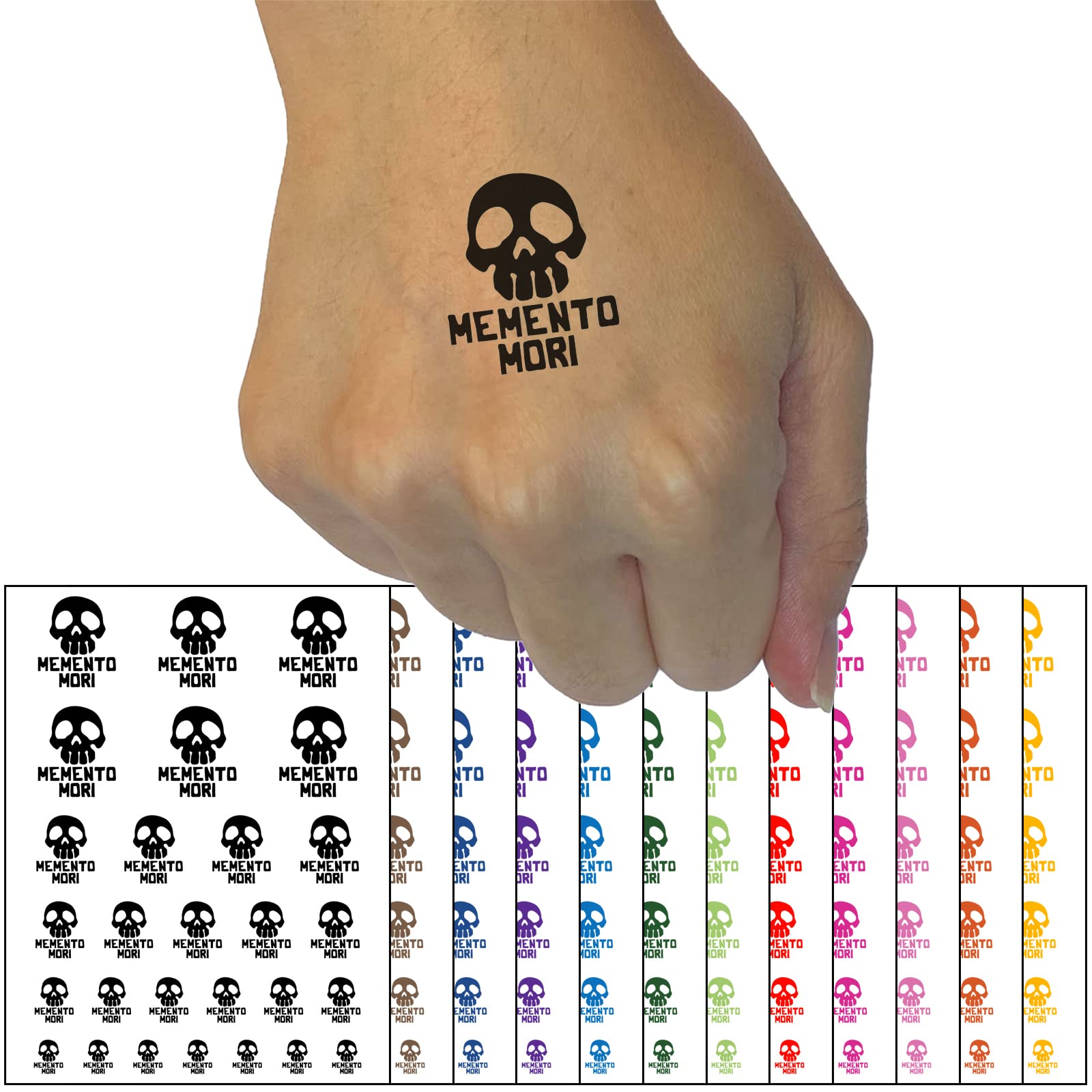 Memento mori skull temporary tattoo water resistant fake body art set collection
