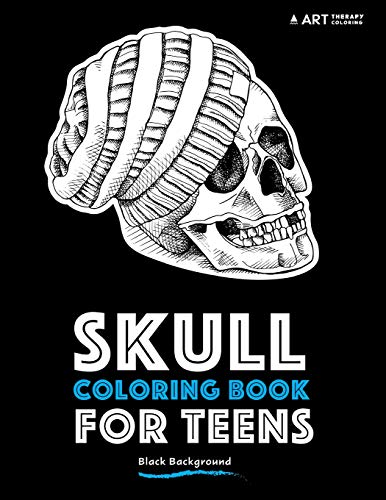Coloring book for teens skulls with black background