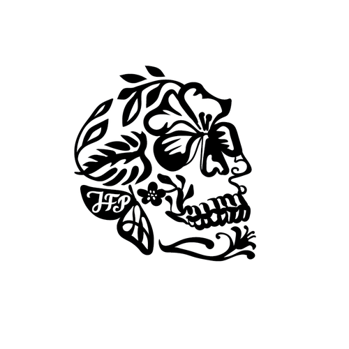 Skull with flowers memento mori style author mark illustration or graphics ntest