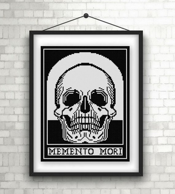 Memento mori skull pattern cross stitch pdf julie de graag black and white