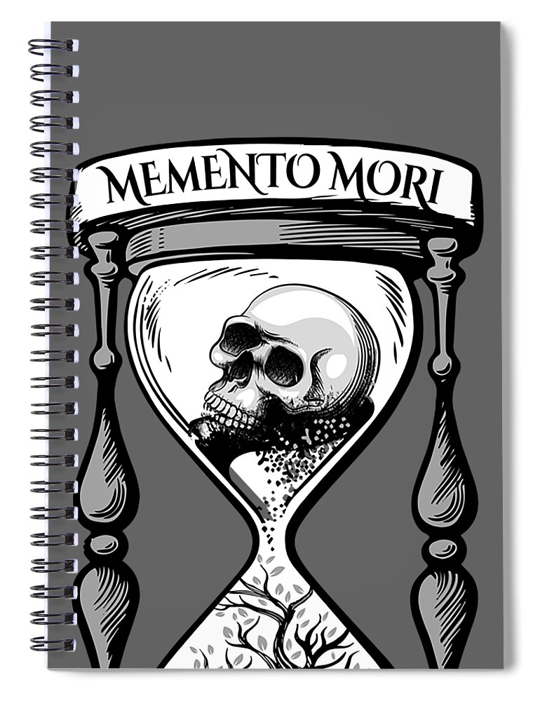 Memento mori memento vivere skull design stoic memento mori spiral notebook by omarn shiza