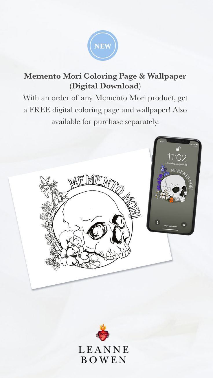 Memento mori coloring page phone wallpaper digital download coloring pages catholic coloring memento mori
