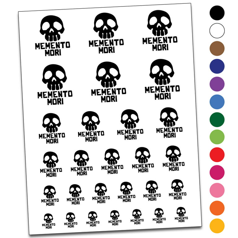 Memento mori skull water resistant temporary tattoo set fake body art collection