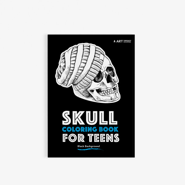 Coloring book for teens skulls with black background