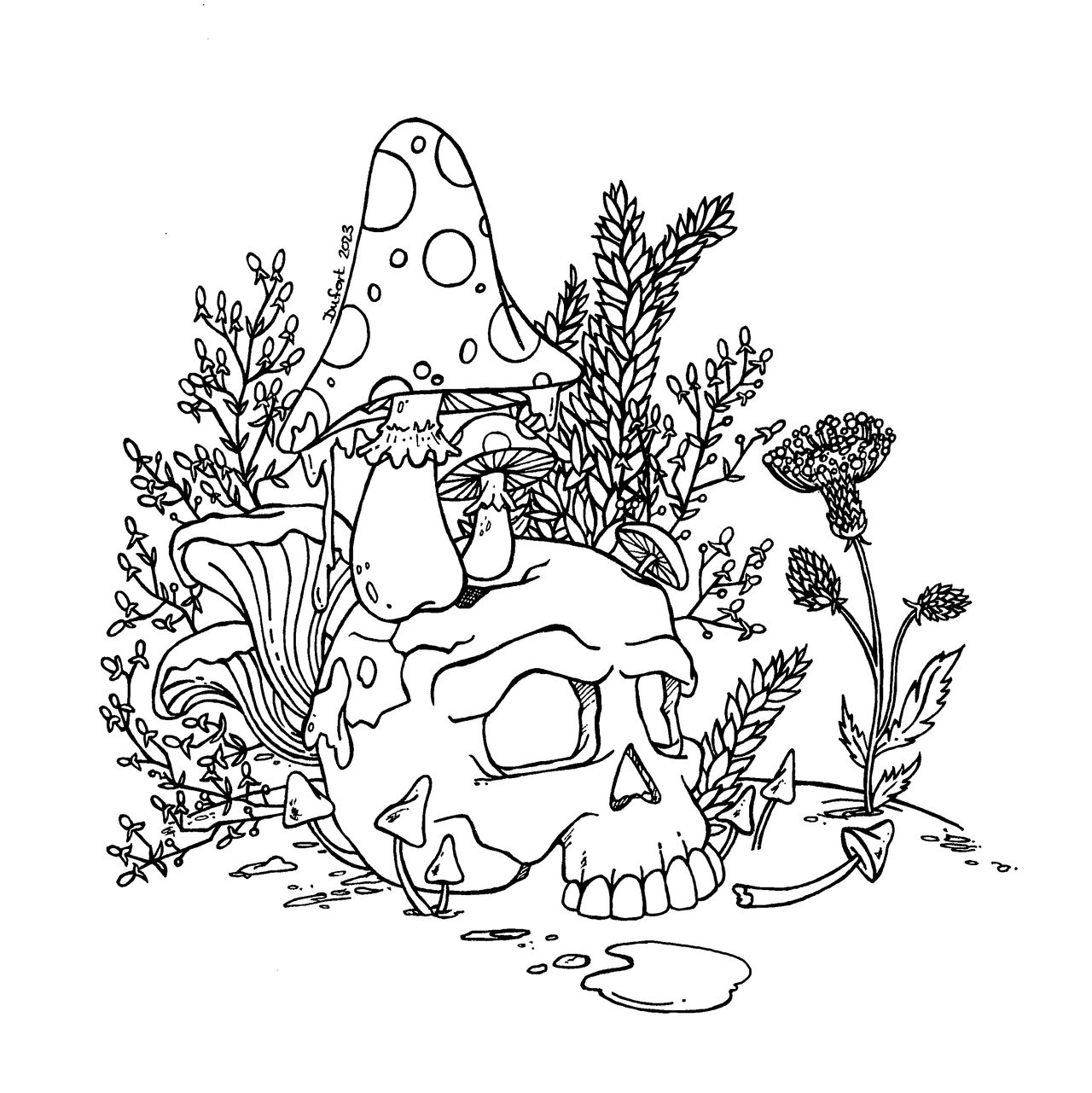 Mushrooms skull by jadedragonne on