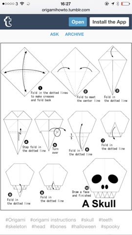 Primary art origami sugar skulls