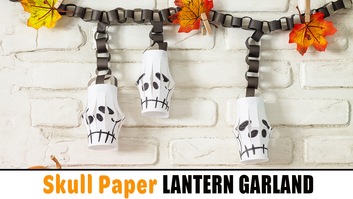 Skull paper lantern garland halloween craft for kids
