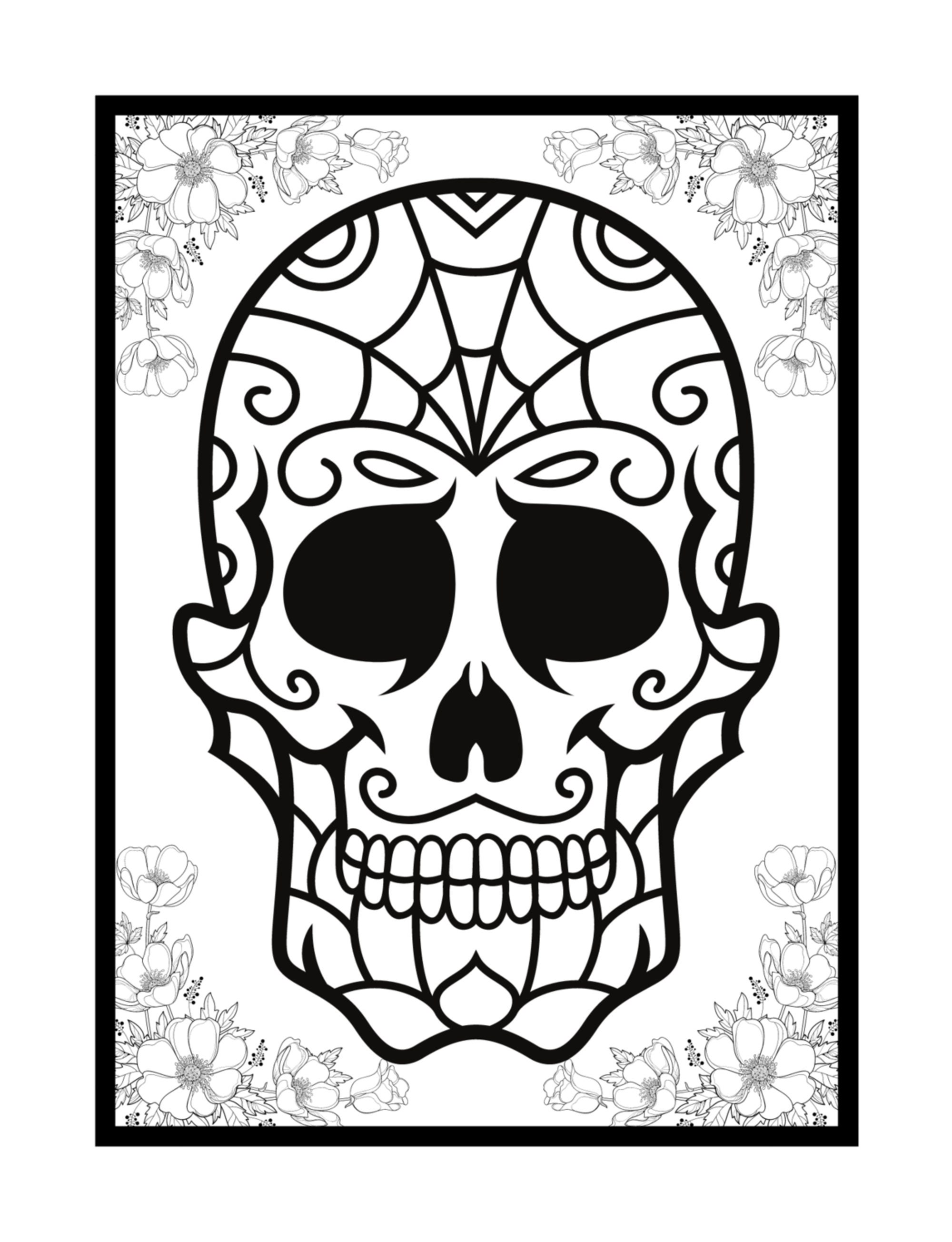 Dia de los muertos skull coloring page sugar skull coloring for adults mexican skull color page pod coloring page instant delivery instant download