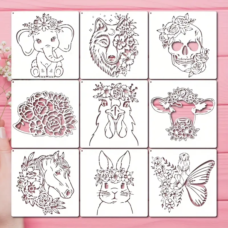Floral animals stencils reusable floral skull stencil with