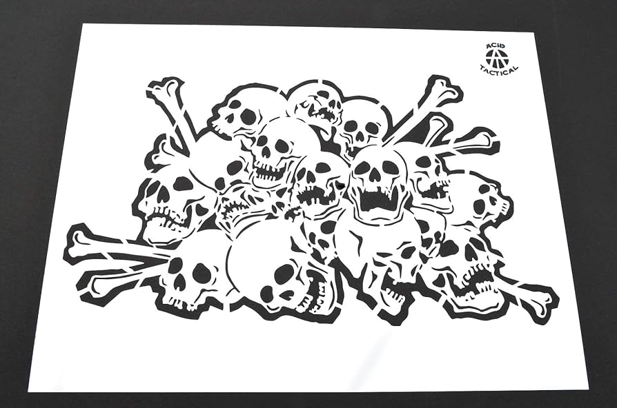 Skull bone spray painting stencils rc model gun airbrush skulls set pack arts crafts sewing