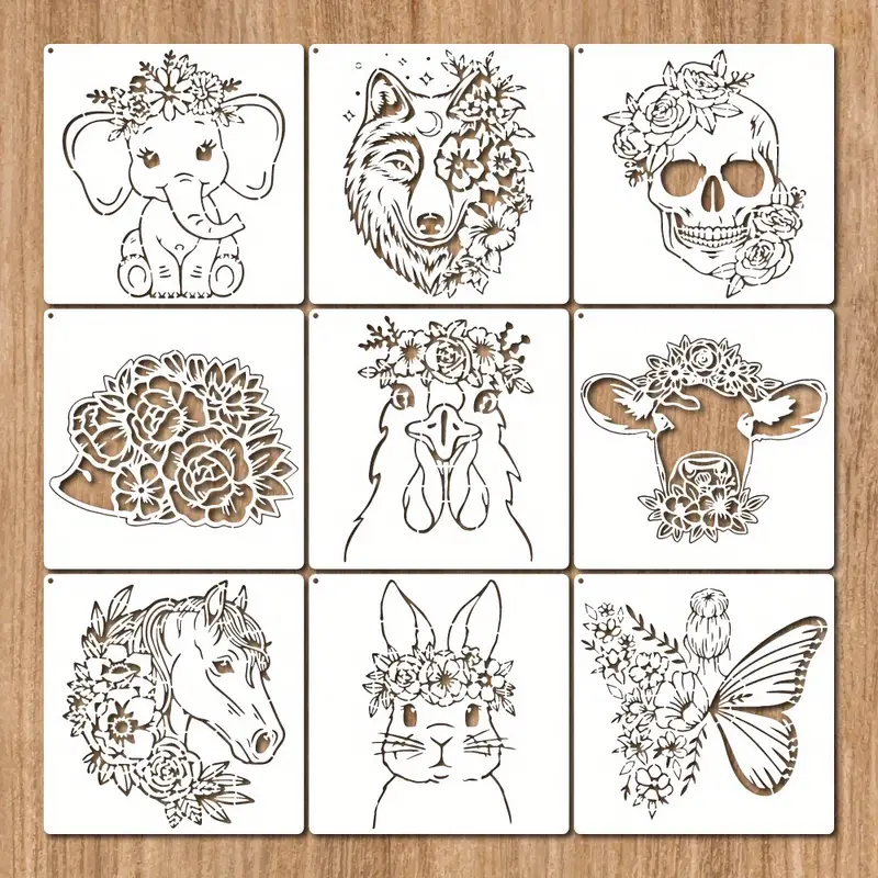 Floral animals stencils reusable floral skull stencil with