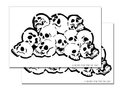 Skull pile diy airbrush spray painting stencils rc model gun skulls set pk