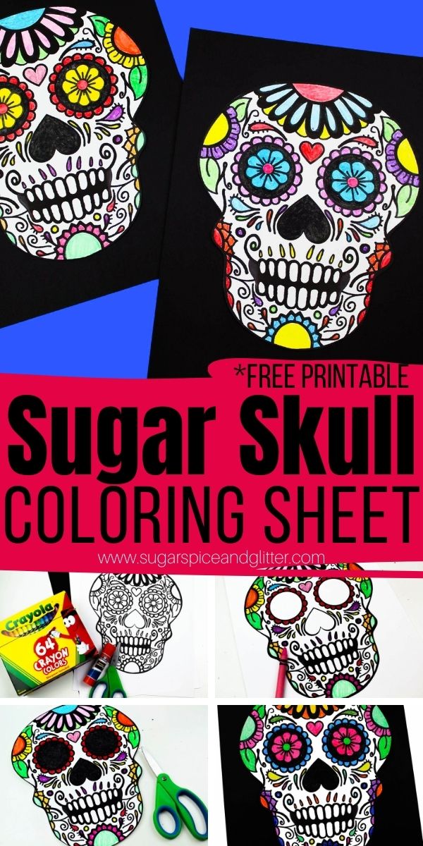 Printable sugar skull coloring page â sugar spice and glitter