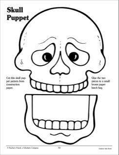 Skull puppet pattern paper bag puppets halloween paper bags puppet patterns
