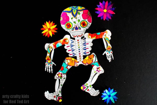 Day of the dead paper puppet template