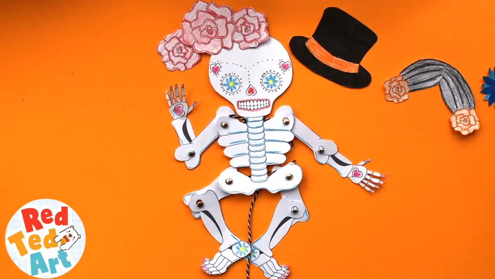 Day of the dead paper puppet template