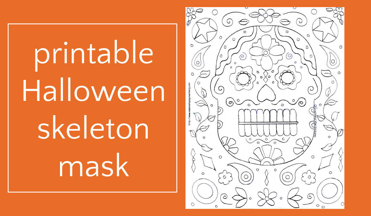 Free printable halloween skeleton mask for a diy costume