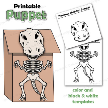 Dinosaur craft activity puppet dinosaur skeleton fossil tpt