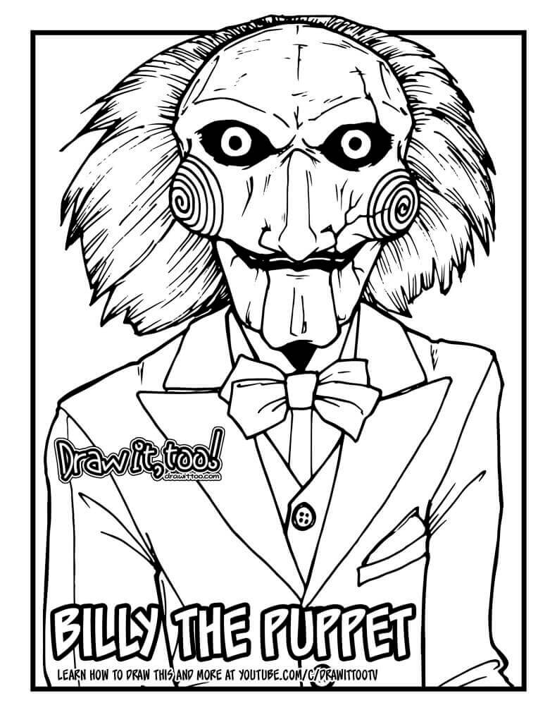 Face billy the puppet coloring page