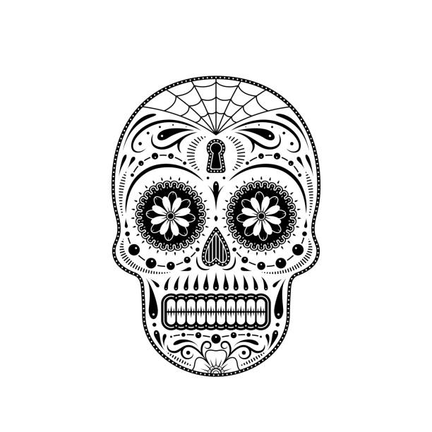 Stencil decorative sugar skull stock illustration