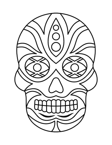 Premium vector simple skull coloring pages for adults
