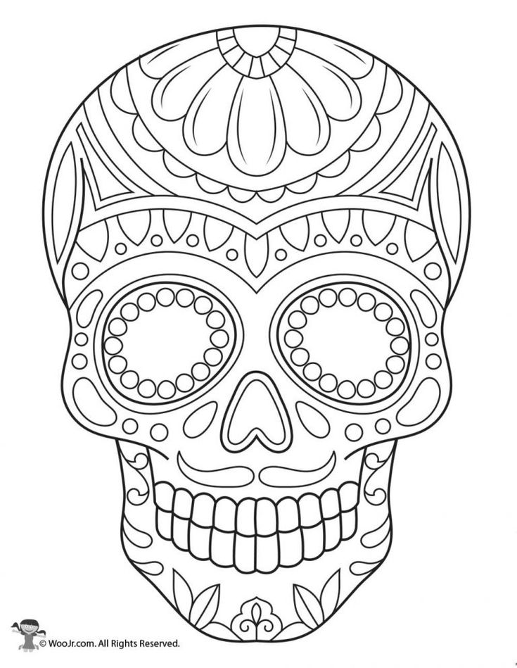 Sugar skull coloring page woo jr kids activities childrens publishing skull coloring pages sugar skull art drawing sugar skull drawing