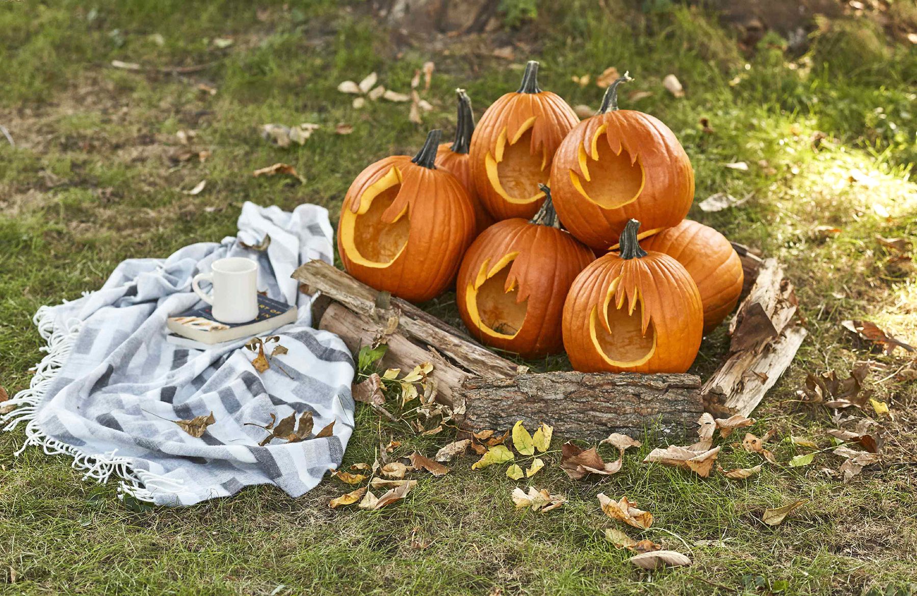 How to carve pumpkin flames for a campfire