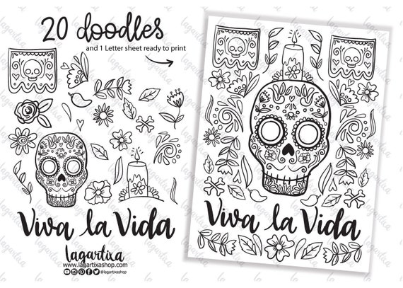 Skull doodles skeleton hand drawn designs muertos altares coloring for adults therapy flowers clipart coloring pages relax meditation