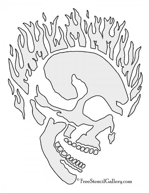 Flaming skull stencil free stencil gallery skull stencil halloween pumpkin carving stencils free stencils
