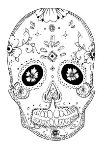 Skull coloring pages for adults kids