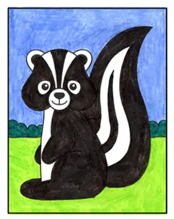 Easy how to draw a skunk tutorial and skunk coloring page