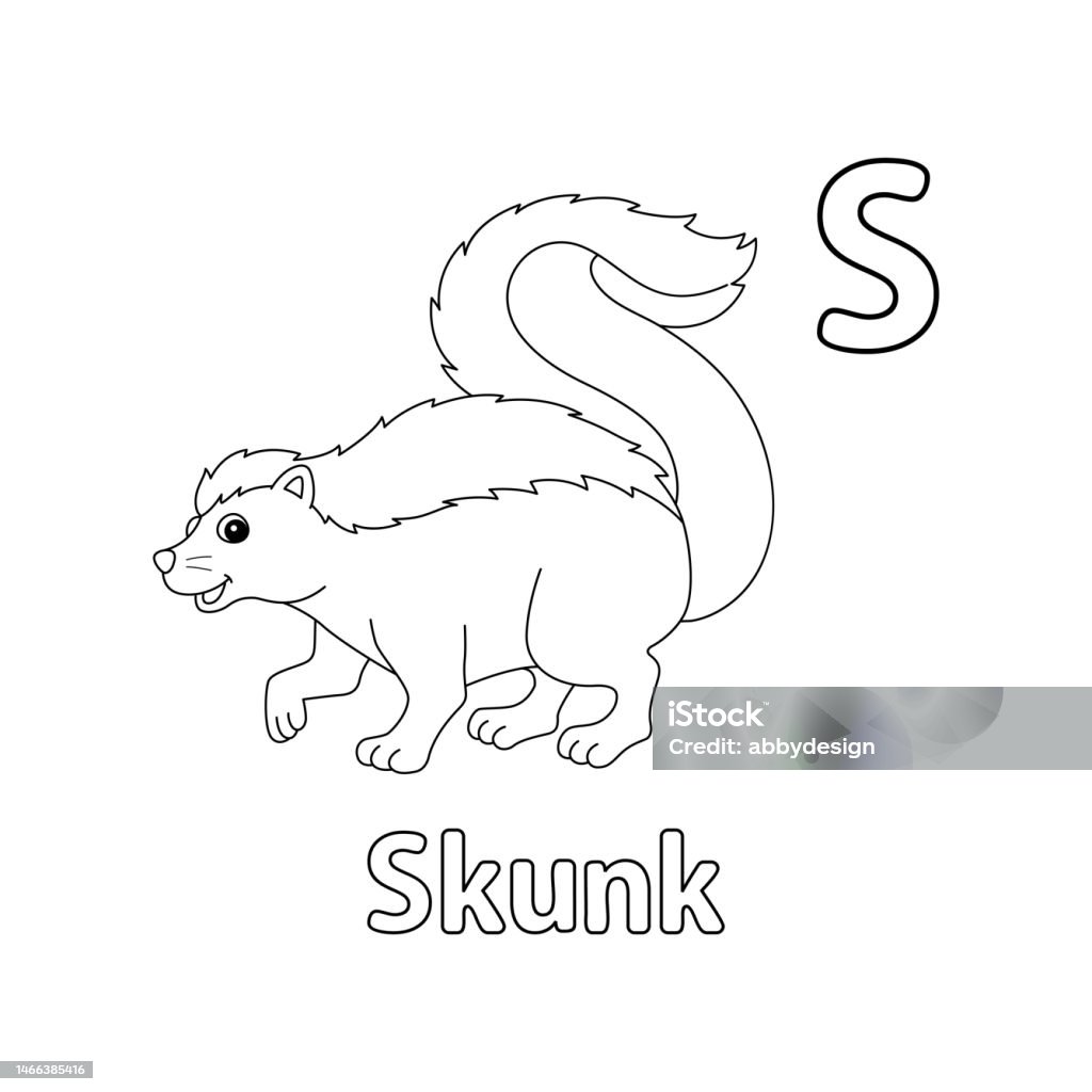 Skunk animal alphabet abc isolated coloring page s stock illustration