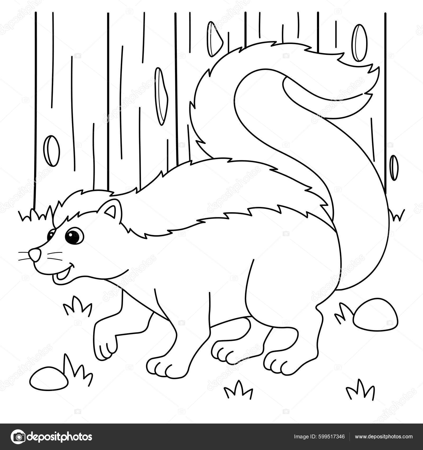 Cute funny coloring page skunk provides hours coloring fun children vektor av abbydesign