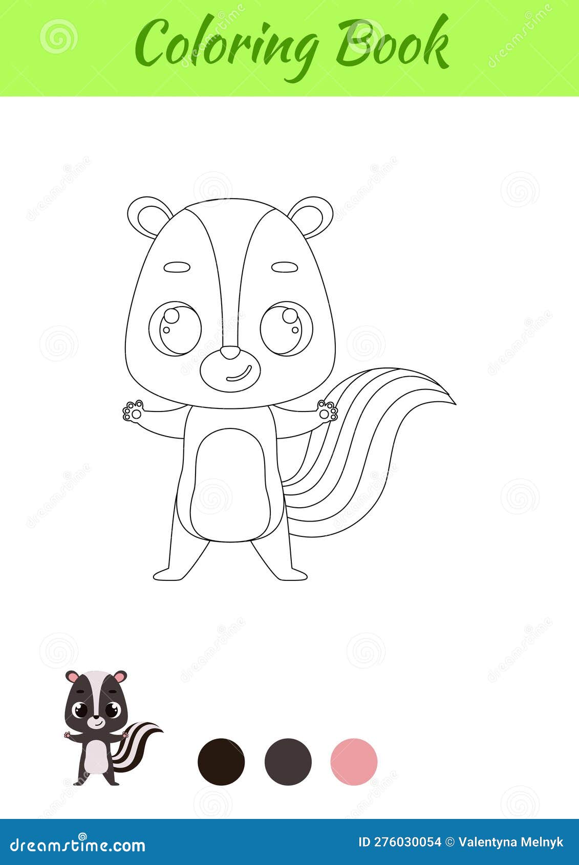 Coloring page happy skunk coloring book for kids stock vector
