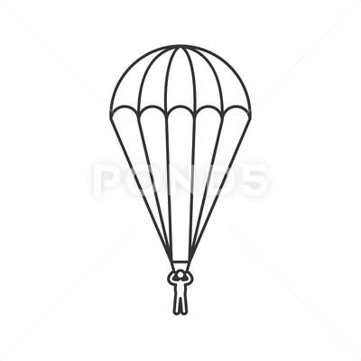 Black outline icon of parachute on white background line icon of side view o stock illustration ad parachutewhâ line icon yin yang tattoos white background