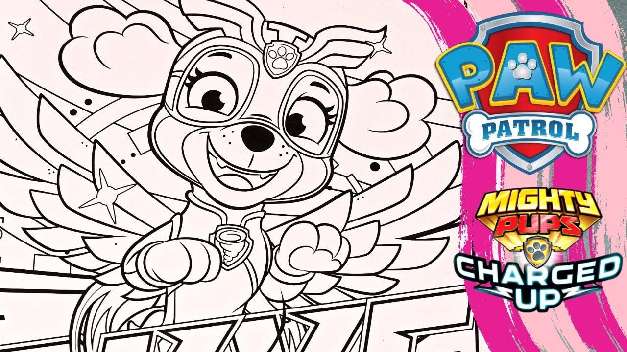 Skyepaw patrol skye paw patrol coloring pagepaw patrol mighty pups charged up color pageyes toys