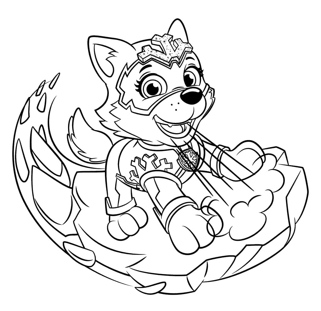 Everest from paw patrol mighty pups coloring page