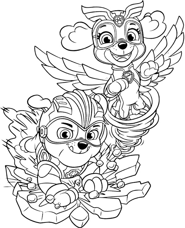 Cartoon paw patrol coloring page sheet