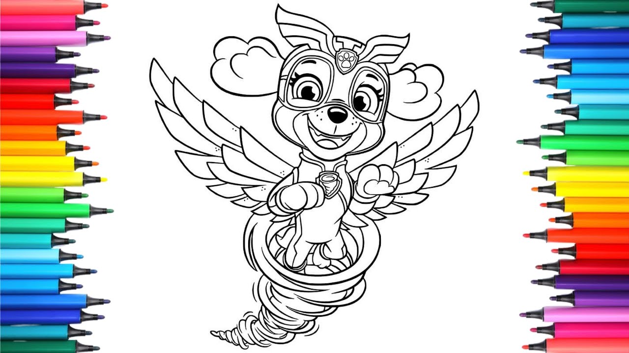 Coloring paw patrol skye mighty pups coloring page coloring for kids