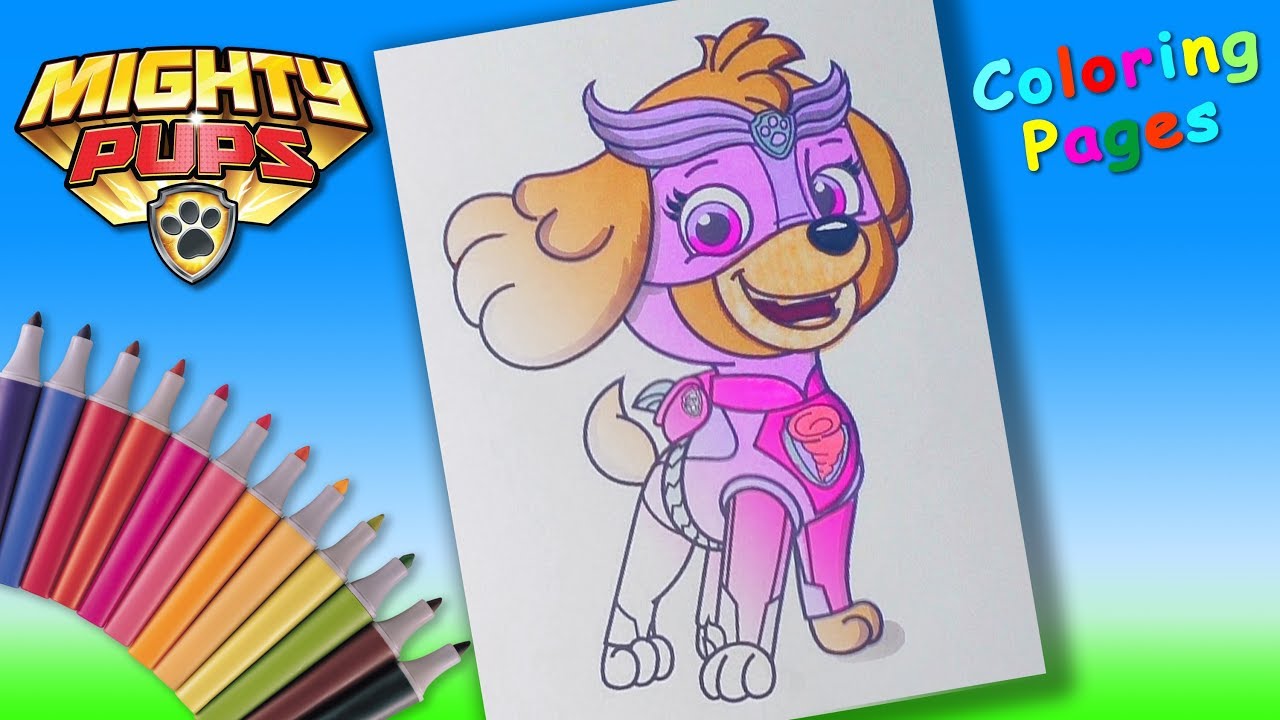 Paw patrol mighty pups skye coloring pages for kids paw patrol coloring books