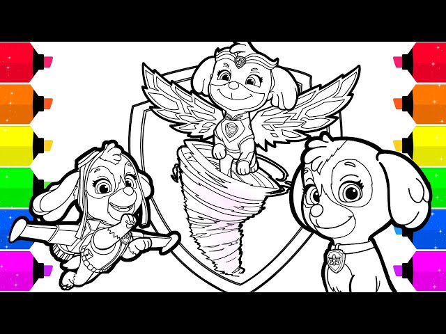 Paw patrol mighty pups skye coloring pages for kids