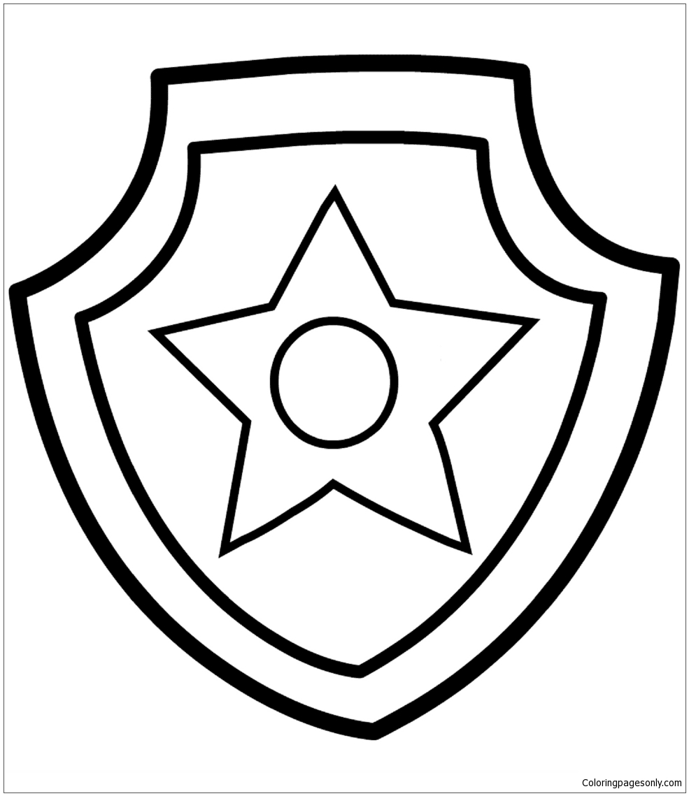 Paw patrol chase badge coloring page