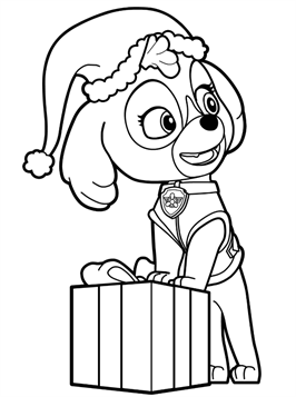 Nice coloring page skye christmas present on kids