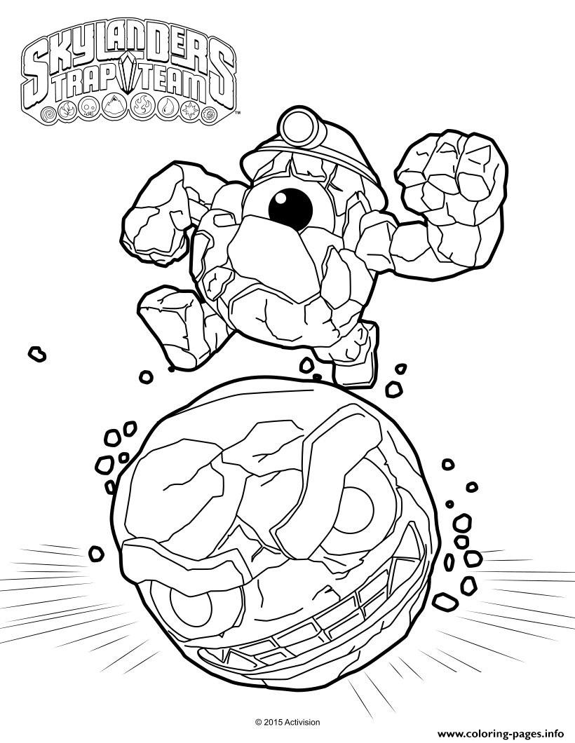 Skylanders short cut rocky roll coloring page printable
