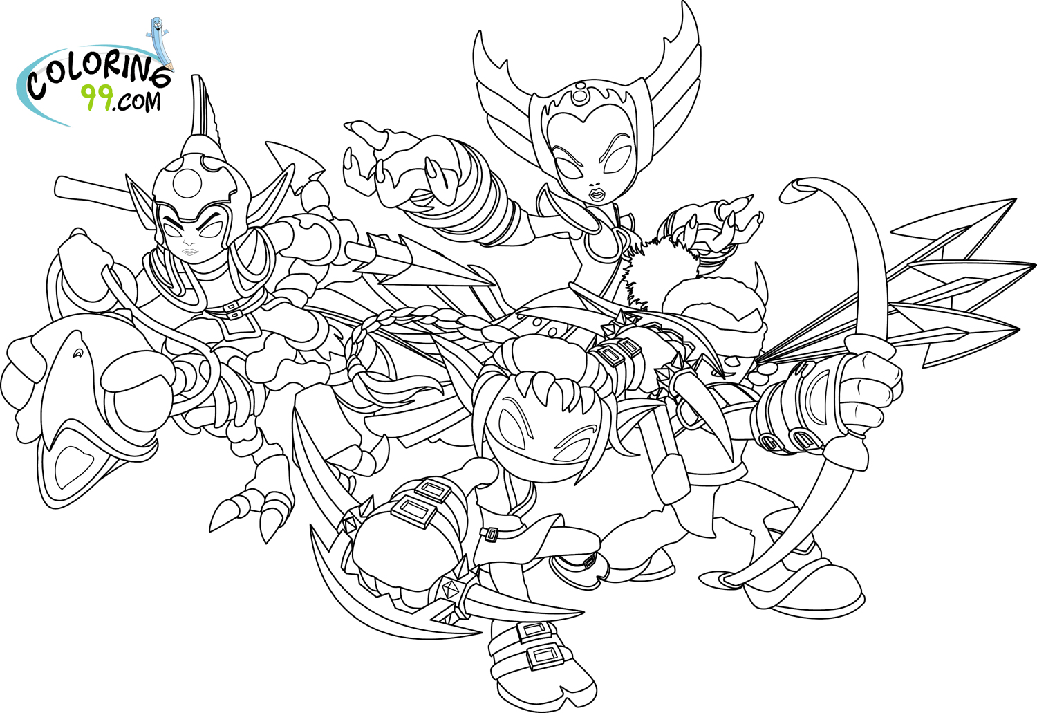 Skylanders elves coloring pages team colors