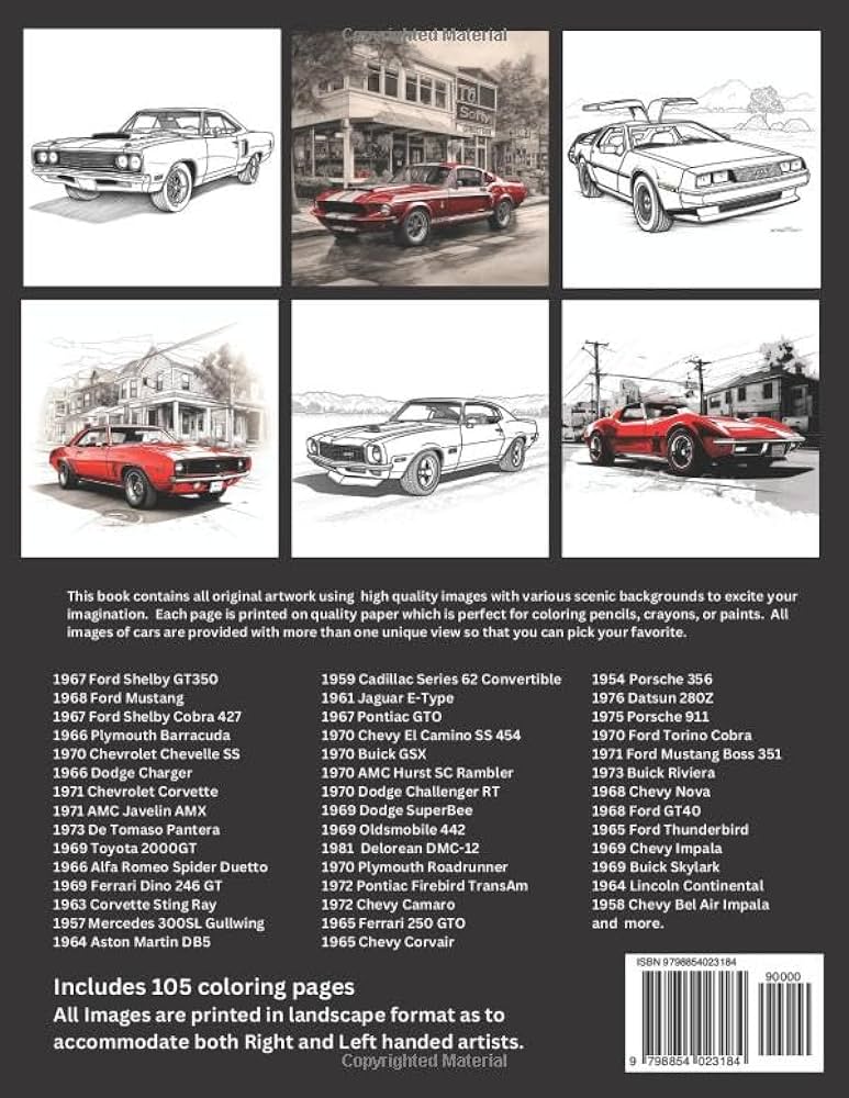 Cruisin classics car coloring book the best and most plete paged coloring book of classic muscle cars for both kids and adults aged crayon creative books