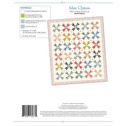 Skylark downloadable pdf quilt pattern wendy sheppard fat quarter shop
